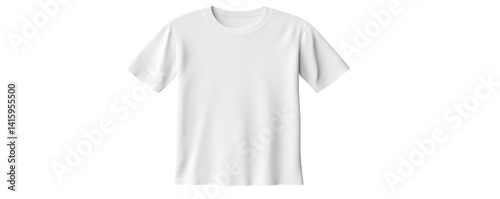 An empty white t-shirt mockup in 3D render, isolated on a transparent background for apparel designs.