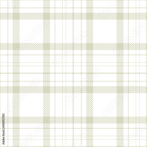 Cool light grey and Highland white Seamless Tartan Fabric Design