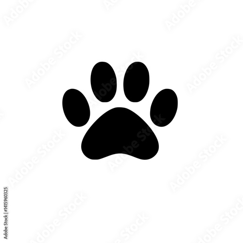 Playful Dog Paw Mark – Black and White SVG Vector Icon for Pet Brands, Vets, and App Interfaces