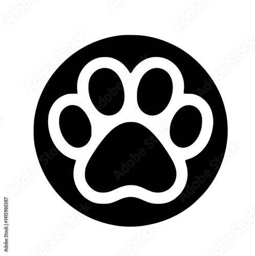 Playful Dog Paw Mark – Black and White SVG Vector Icon for Pet Brands, Vets, and App Interfaces