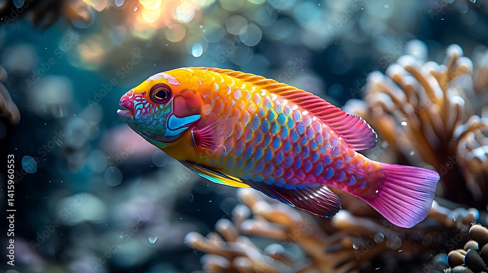 **Parrotfish Close-Up With Glowing Colors In Tropical Reef, Sunlight Piercing Water, Vibrant Texture --Ar 16:9 --S 990 --V 6.0 --Style Raw** - @Darya (Relaxed) **Parrotfish Close-Up With Glowing Colors In Tropical Reef, Sunlight Piercing Water, Vibrant Texture --Ar 16:9 --S 990 --V 6.0 --Style Raw** - @Darya (Relaxed)
