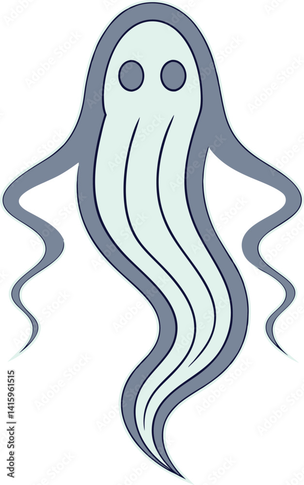 Slim Elongated Ghost with Wavy Ethereal Body Slim Elongated Ghost with Wavy Ethereal Body
