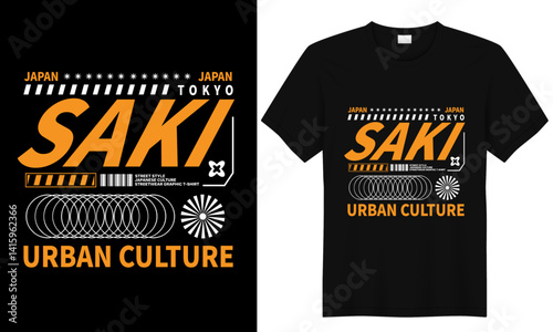 japan saki urban culture streetwear t shirt design,,japan city streetwear t shirt design