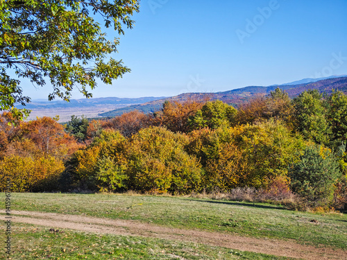 Obraz na płótnie Autumn view of Plana Mountain, Sofia region, Bulgaria w salonie