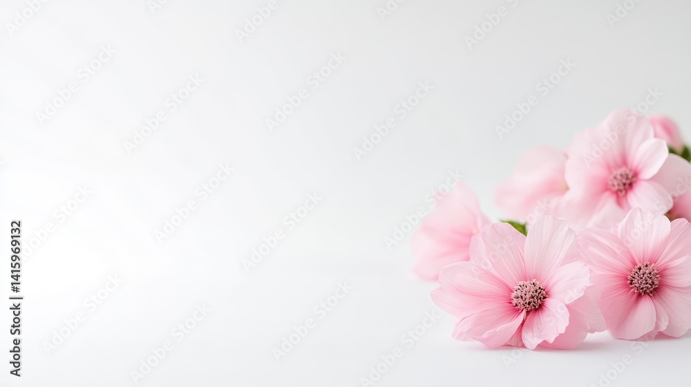 Delicate Pink Flowers on White Background (1) Delicate Pink Flowers on White Background (1)