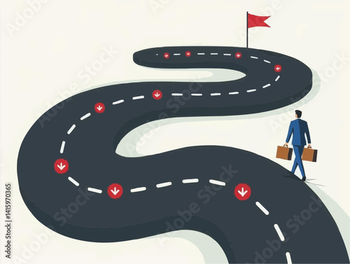 Businessman Walking Path to Success

