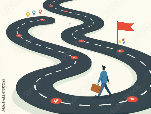 Businessman Walking Path to Success

