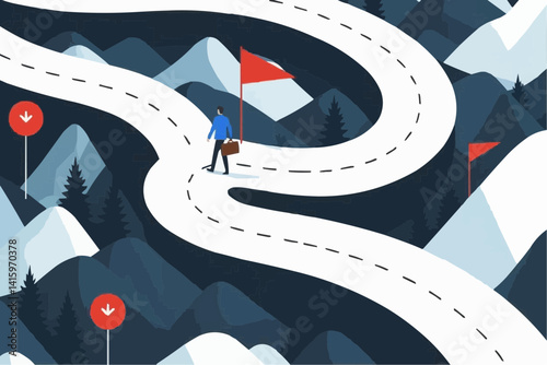 Businessman Walking Path to Success

