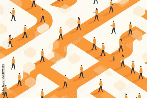 People Navigating a Complex Maze

