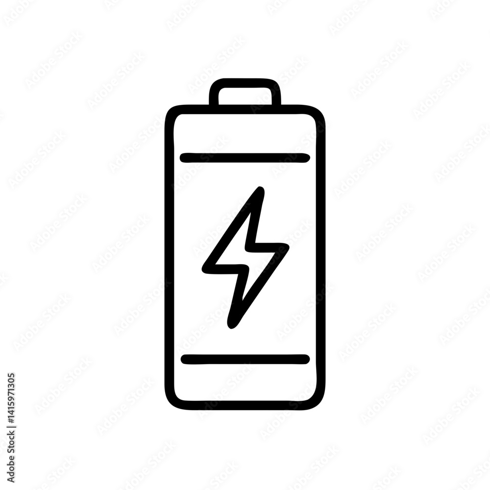Battery icon illustration in minimal style for energy and technology concept Battery icon illustration in minimal style for energy and technology concept
