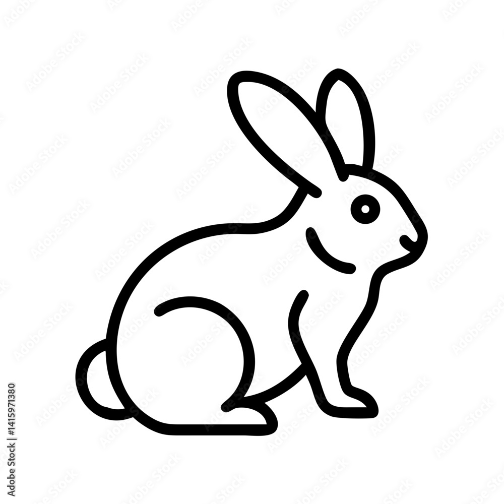 Obraz premium Rabbit icon illustration in minimal style for wildlife and pet concept