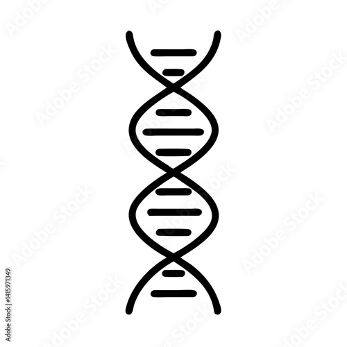 DNA helix icon illustration in minimal style for genetics and science concept