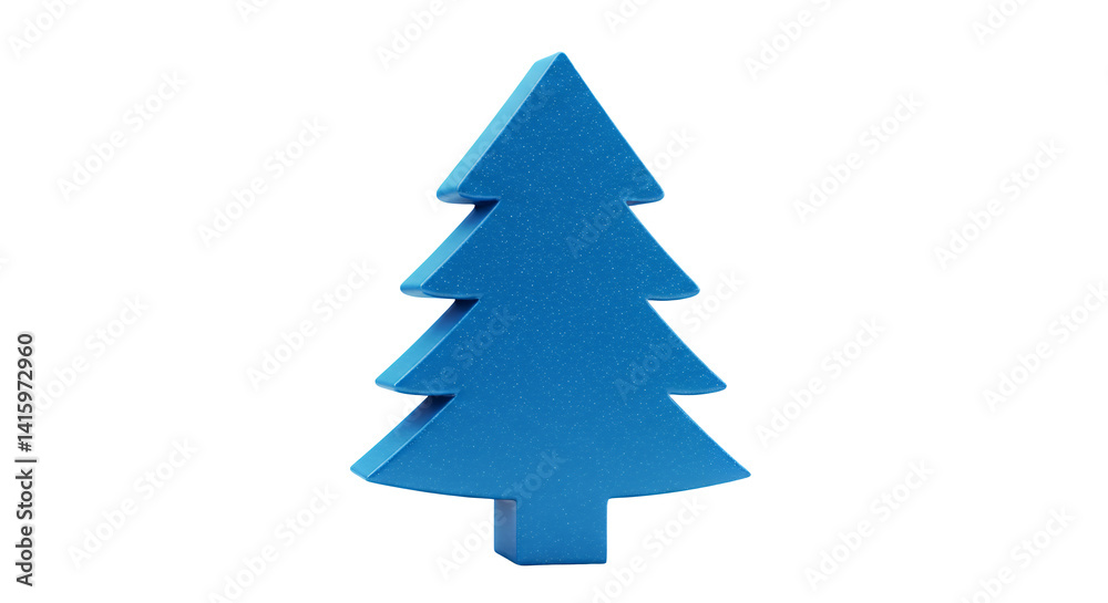 Blue Tree Decoration on White Background Minimalist Style Blue Tree Decoration on White Background Minimalist Style
