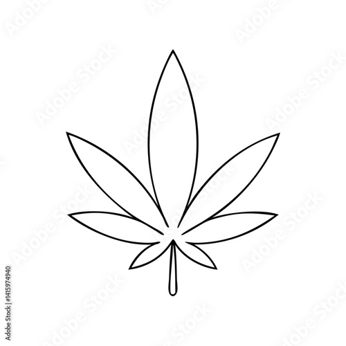 Cannabis leaf icon illustration in minimal style for herbal and wellness concept