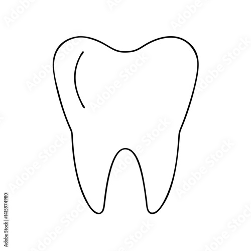 Single tooth illustration, minimalist style, black and white, ideal for dentistry and oral health themes