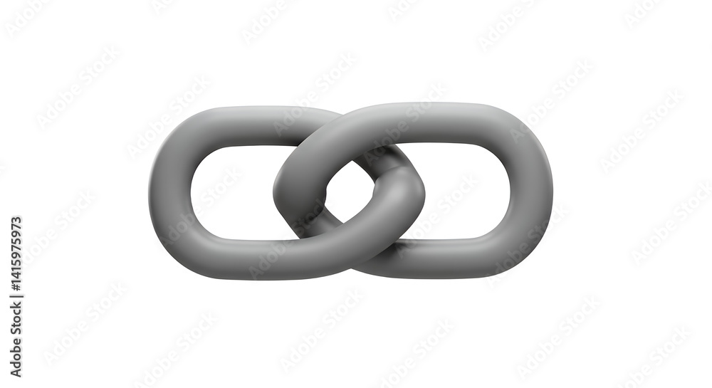 Gray Chain Links Connected on White Background - Simple Connection Gray Chain Links Connected on White Background - Simple Connection