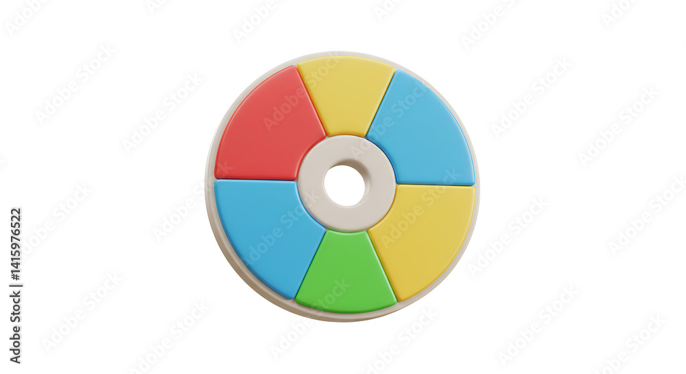 Colorful Circle Chart with Segments on White Background Colorful Circle Chart with Segments on White Background