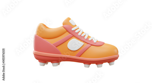 Soccer Shoe Orange and Pink 3D Rendering Sport Equipment