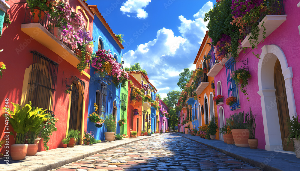 Obraz premium Colorful buildings in the old town of san miguel de allende, mexico