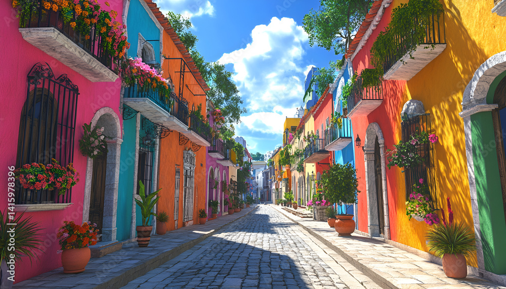 Fototapeta premium Colorful buildings in the old town of san miguel de allende, mexico