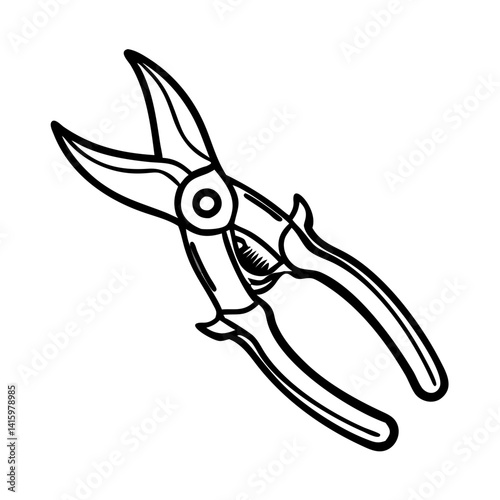 Pruning shears icon isolated, garden tool maintenance concept