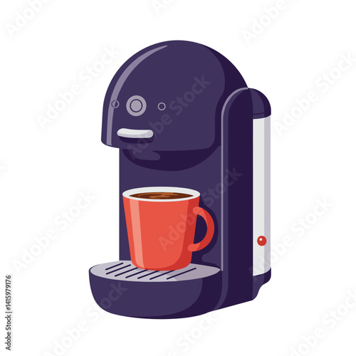 Capsule Coffee Maker Vector. Modern appliance graphic, isolated design. Coffee brewing tool, kitchen gadget, beverage preparation icon, convenience concept, home equipment