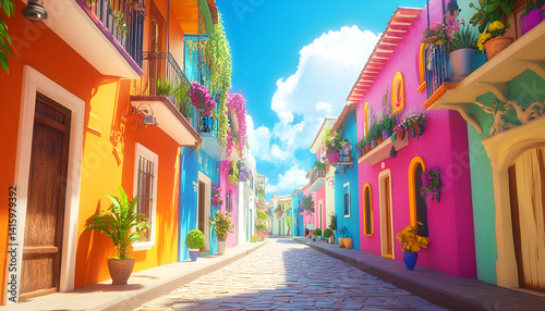 Colorful buildings in the old town of san miguel de allende, mexico photo