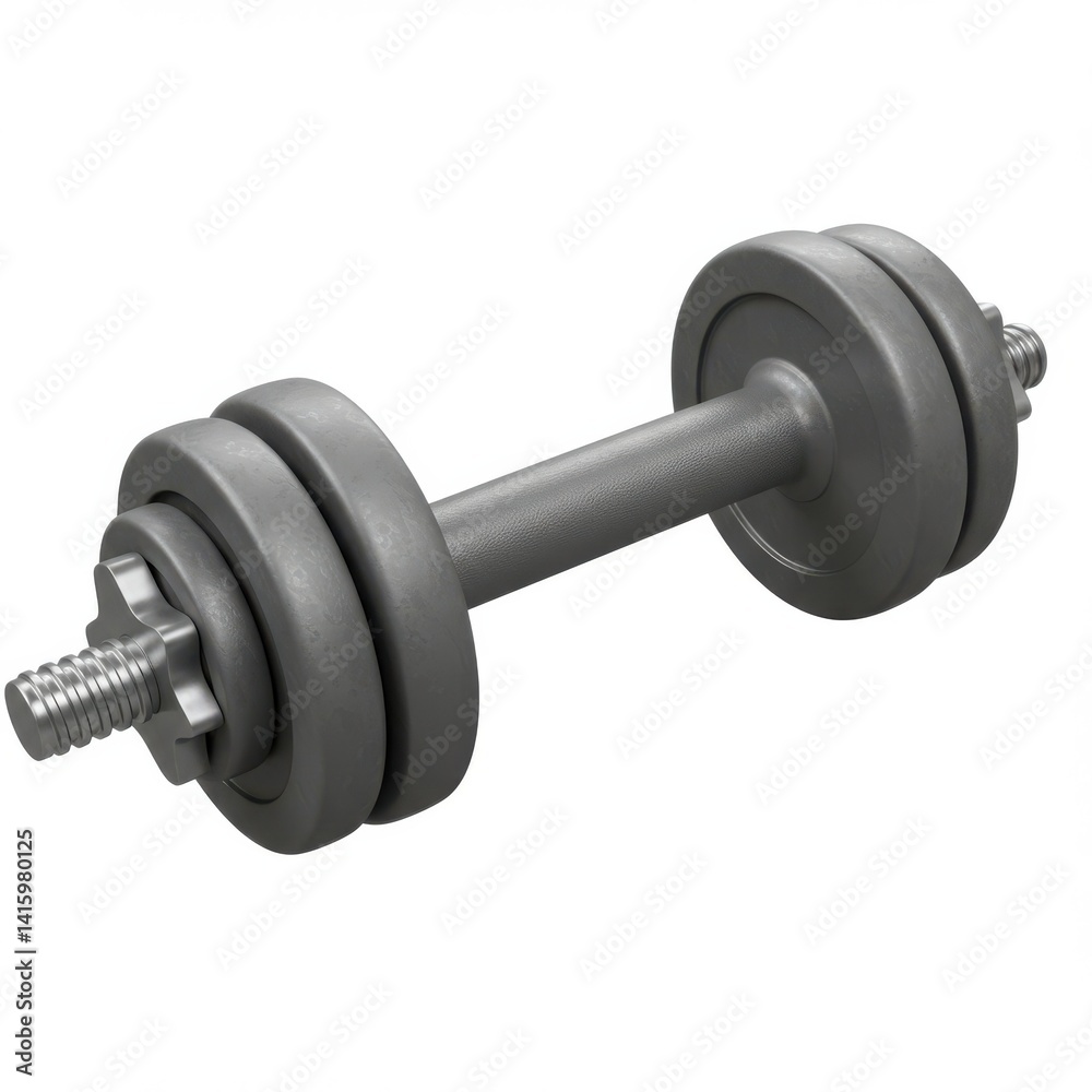 Naklejka premium 3D Gray dumbbell equipment for fitness on white background