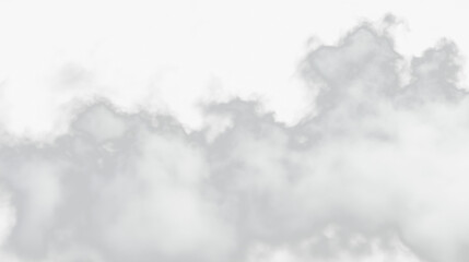 White fog or smoke texture overlay on transparent background, dense misty atmosphere effect for visual design, cinematic scenes, or spooky environment backgrounds