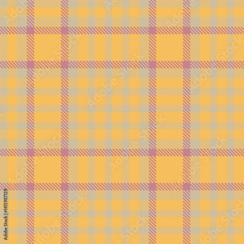 Rustic putty Seamless Tartan with Pastel butterscotch accents Fabric Design