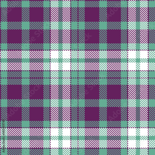 Traditional Deep grape purple & Pale dull teal Seamless Tartan Fabric Design