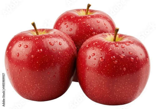 Fresh juicy apples vibrant red fruit healthy eating concept isolated on white background
