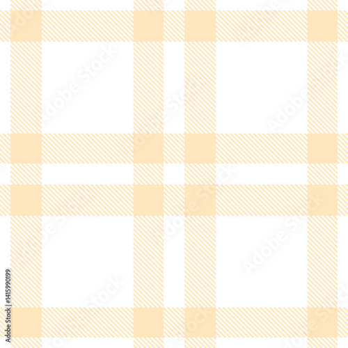 Plaid pattern seamless. Vintage white & Fire light peach Tartan Fabric Design. 