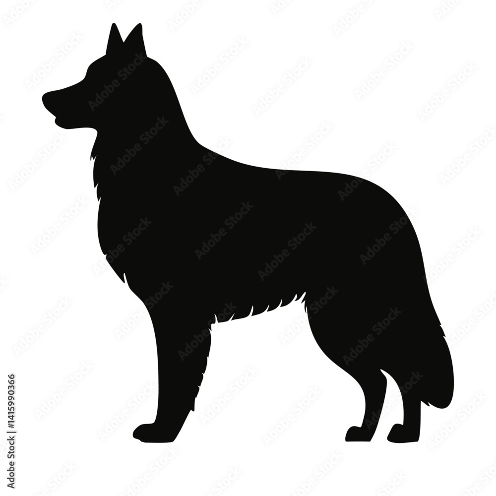 black and white dog silhouette vector design
