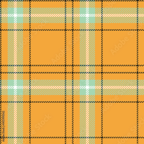 Autumn butterscotch Seamless Tartan with Vivid charcoal accents Fabric Design