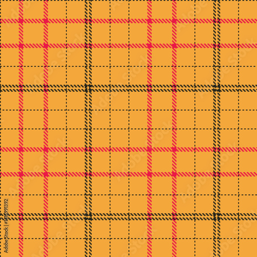 Traditional Seamless Tartan featuring Traditional butterscotch and Sandy charcoal Fabric Design