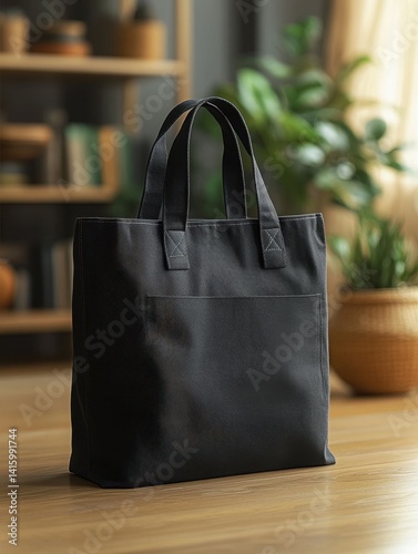 Wallpaper Mural A gray canvas tote bag is displayed on a wooden surface Torontodigital.ca