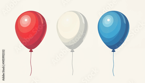 Colorful balloon arrangement in a simplistic style on a light background  