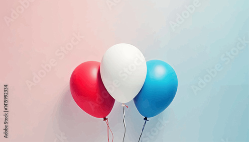 Vector illustration of three colorful balloons floating against a gradient background  
