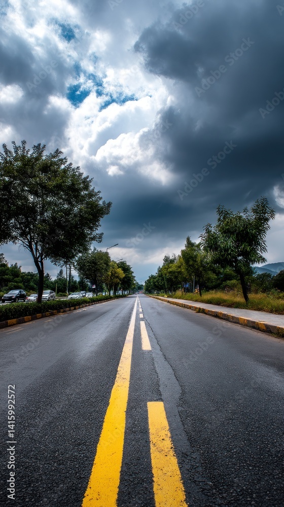 Fototapeta premium Empty road under a stormy sky