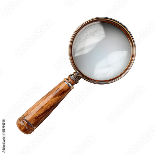 Elegant Wooden Handled Magnifying Glass on Black Background for Detailed Examination and Inspection