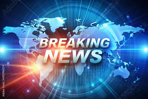 Breaking news concept with world map and glowing text, emphasizing the urgency and significance of important global events and information