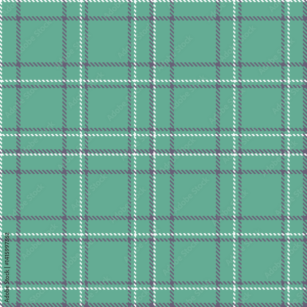 Naklejka premium Sandy dull teal Seamless Tartan with Deep purplish grey accents Fabric Design