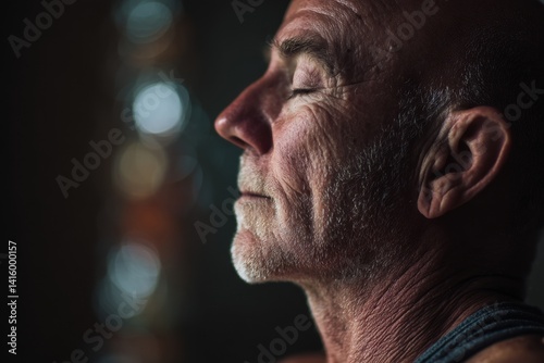 A man with closed eyes, det...