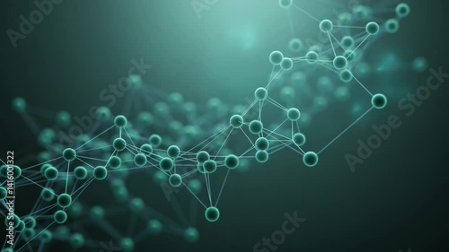 Abstract molecular network with connections in teal hues  