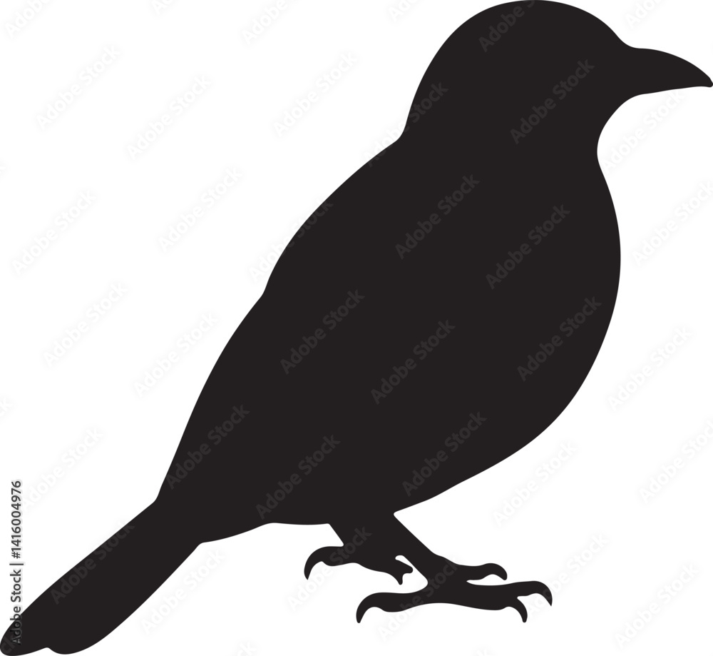 Fototapeta premium Catbird Silhouette – Minimal Vector Illustration on White Background