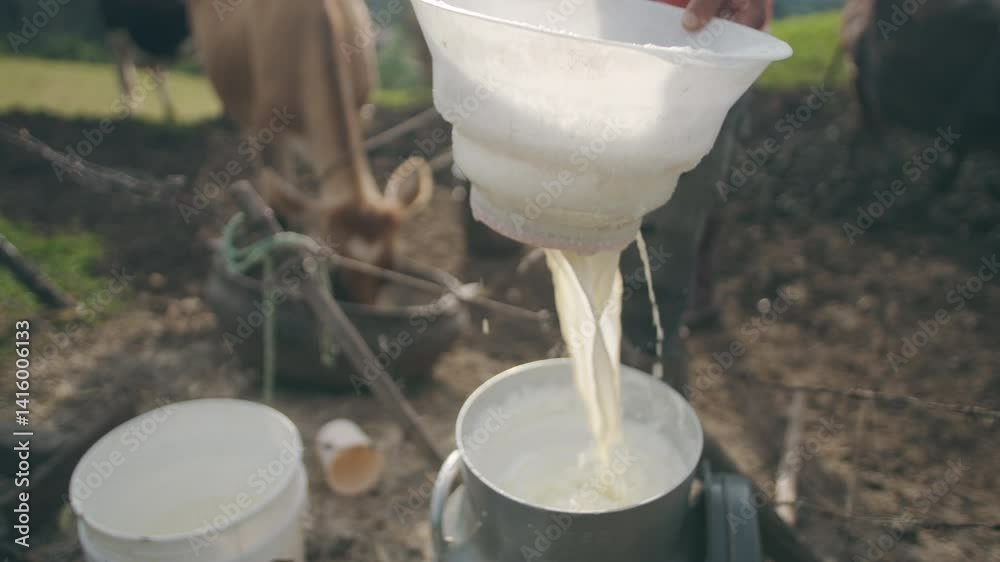 milk organic milking cow cows field freshly milked by hand