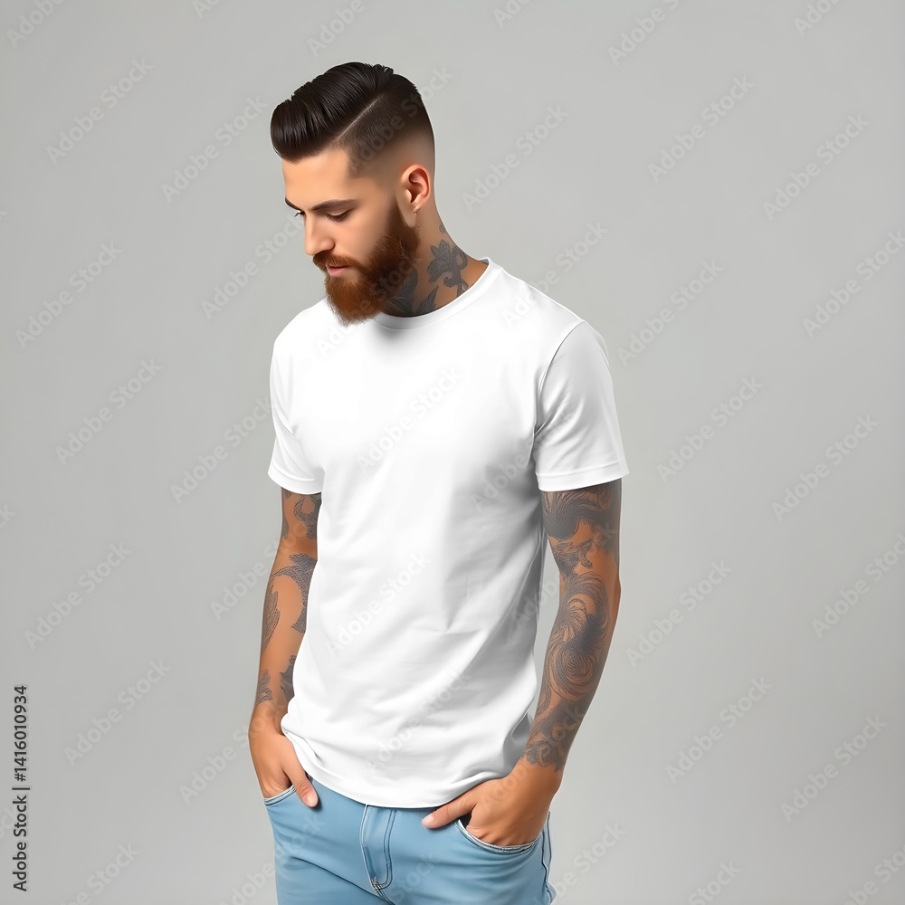 Fototapeta premium Transparent Shirt Mockup PNG for Men’s Apparel 
