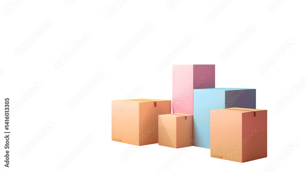 Obraz premium Professional Cardboard Box Illustration for Storage and Shipping Purposes