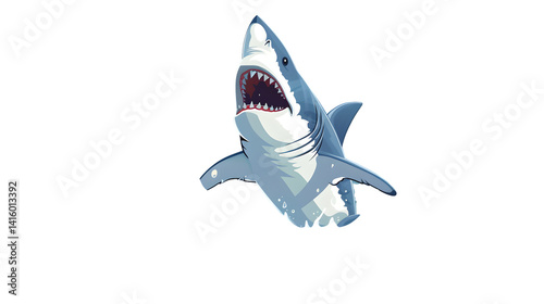 Playful Cartoon White Shark Jumping out of Water - Vector Illustration for Design Projects